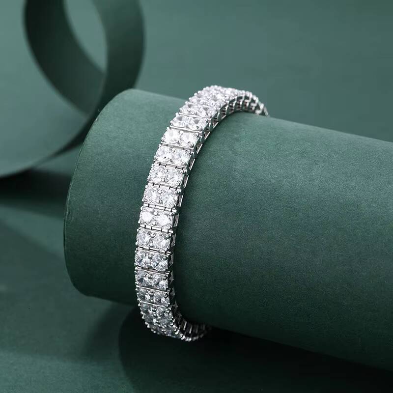 925 Sterling Silver Custom Double Row 3.5mm Vvs1 D Color Gra Certified Moissanite Diamond Tennis Bracelet Women Jewelry
