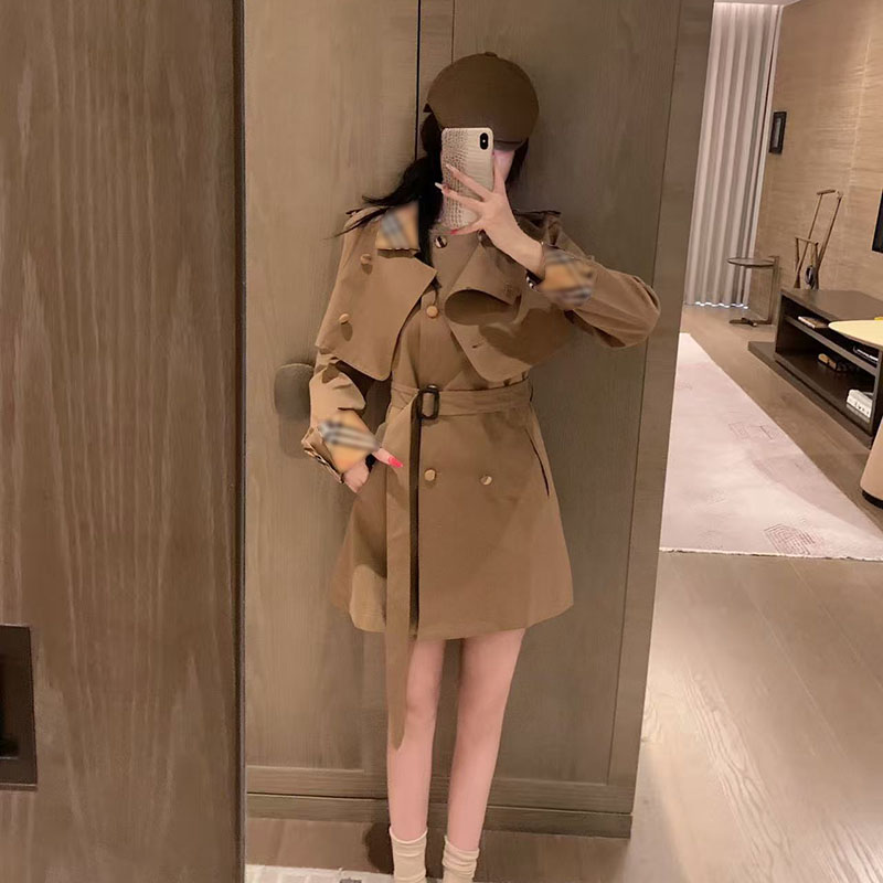 25SS designer early autumn new fashion trend loose slimming button belt classic plaid trench coat jacket+vest dress set S-L