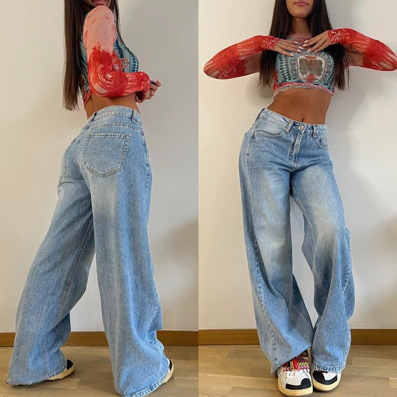 High-Waisted Vintage-Inspired Wide-leg Bootcut Jeans for Ladies