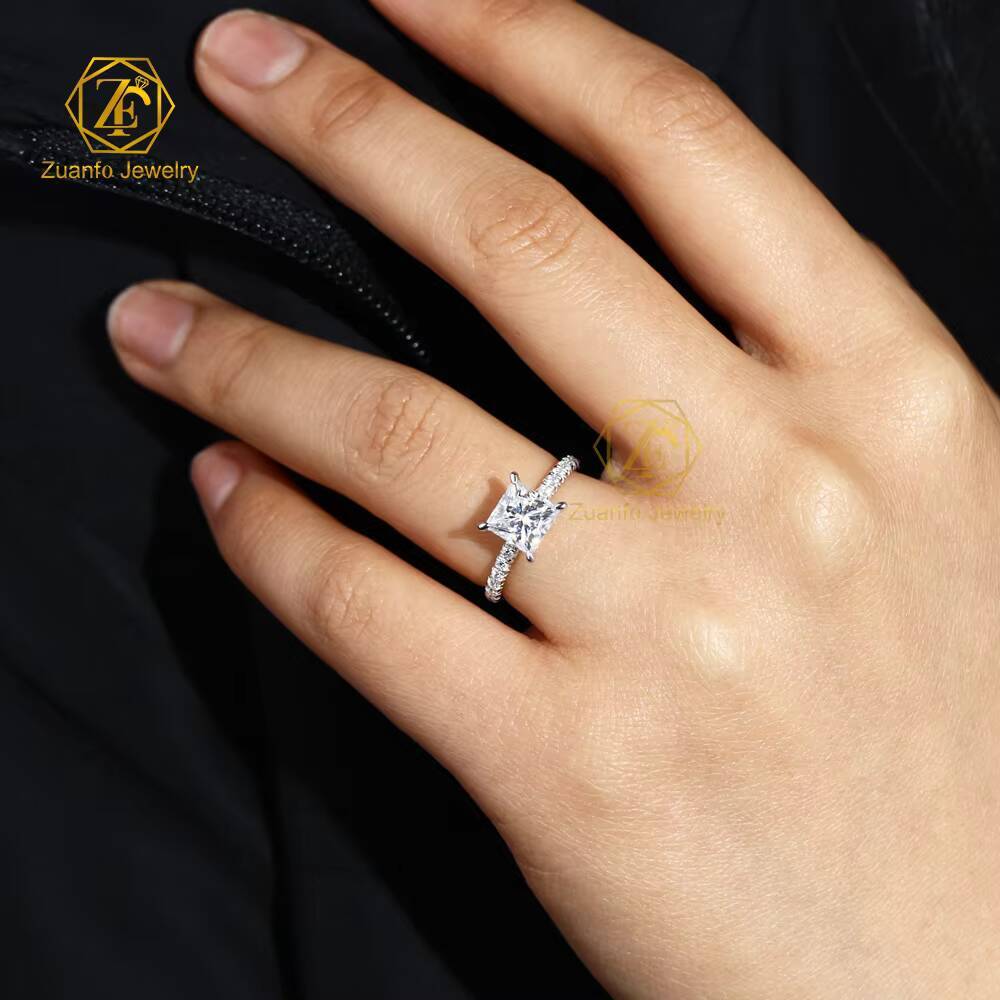 Wedding Ring 14k Gold with Moissanite Diamond Princess Cut Moissanite Diamond Ring for Women