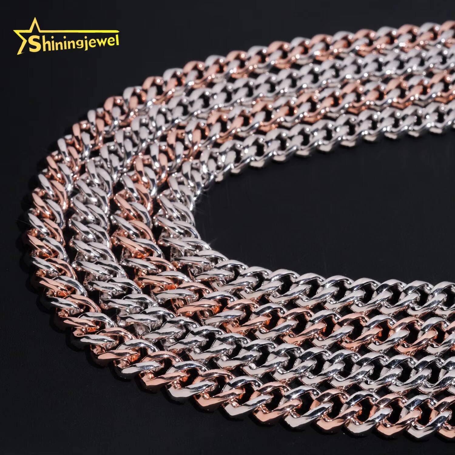 New Stocks 13mm 3 Rows 925 Sterling Silver Hip Hop Jewelry Men Necklace Bracelet Iced Out Moissanite Diamond Cuban Link Chain