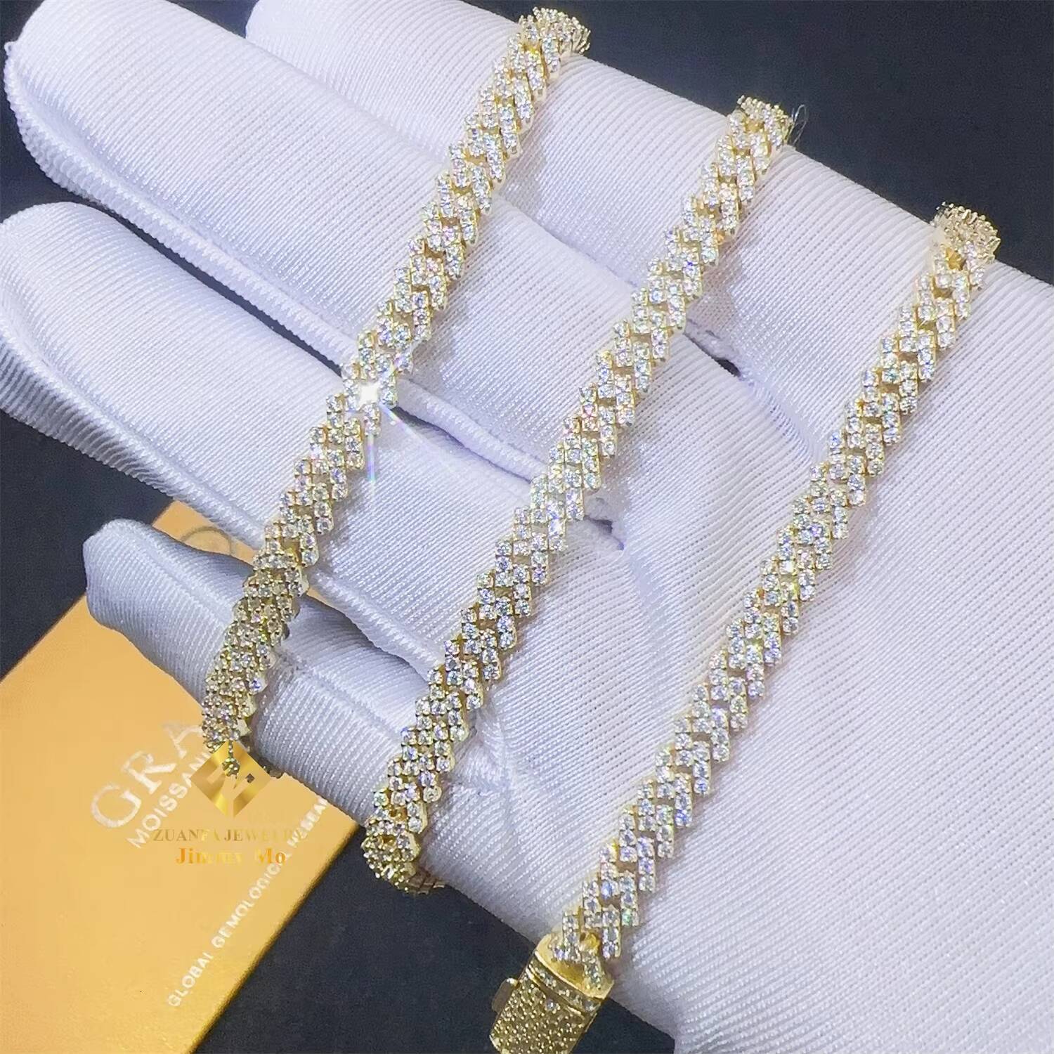 Wholesale Price 5mm Width One Row 925 Sterling Silver Iced Out 5A CZ Stone Hip Hop Miami Cuban Link Chain