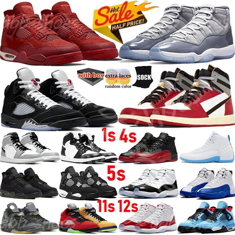 Designer basketball shoes 4s 5s 11s 12s 1s men women shoes Black Cat Military Red Thunder White Oreo Cool Grey Game Sneakers Blue University outdoors sneakers