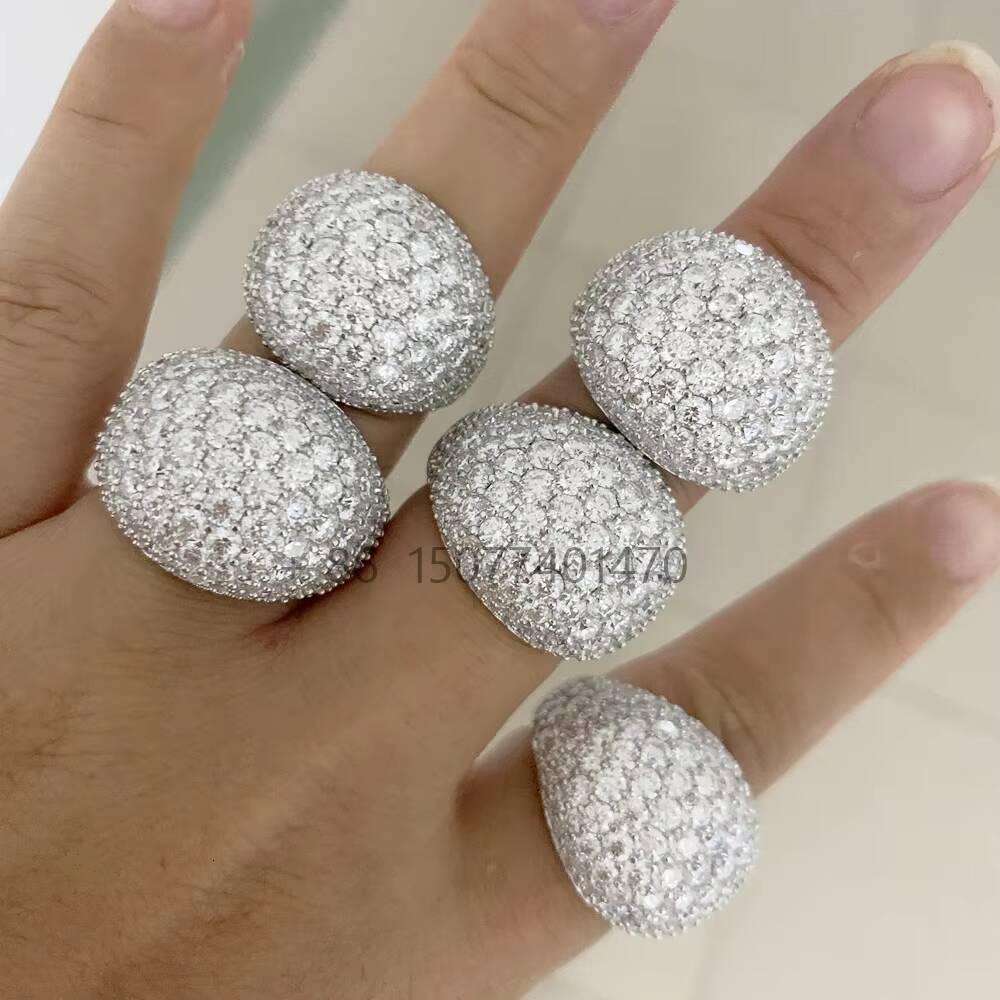 GRA Certificate 925 Sterling Silver Gold Plated Hip Hop Jewelry Sparkle Iced Out Moissanite Men Ring