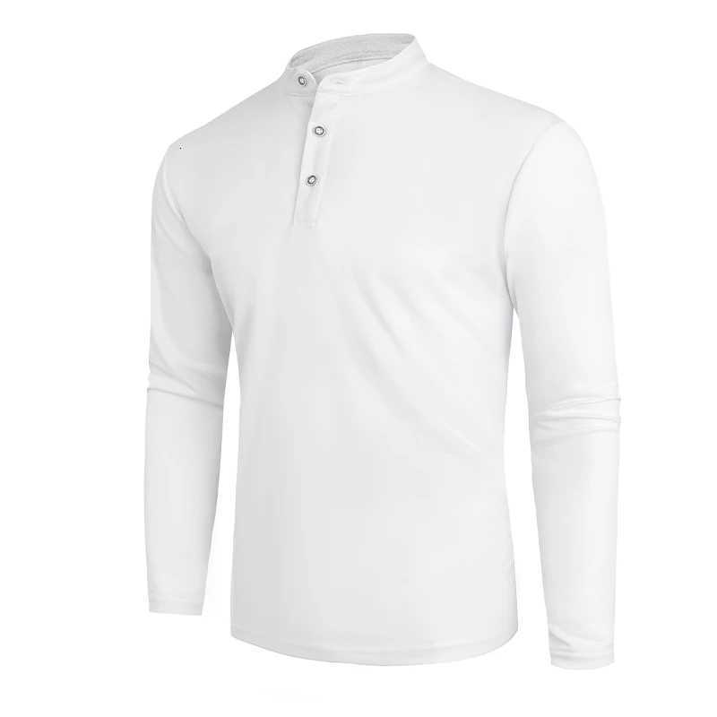 2025 Mens Summer Long Sleeve Henry Polo Casual Breathable Comfortable Polo Shirt Solid High Quality Male T-Shirt X250802