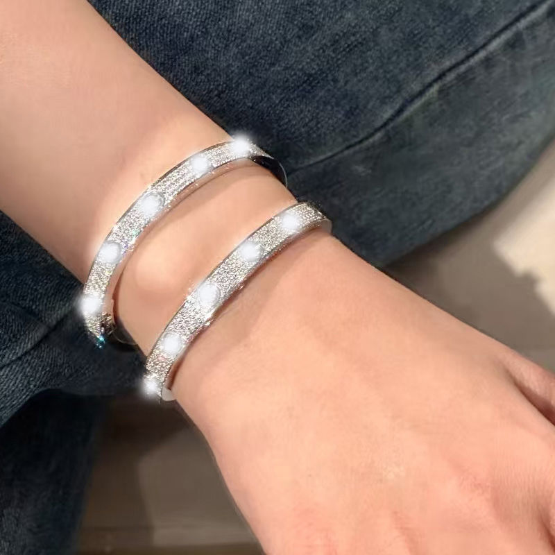 Classic Moissanite Bangle Bracelet 925 Sterling Silver Full Moissanite Diamond Bangles for Gifts