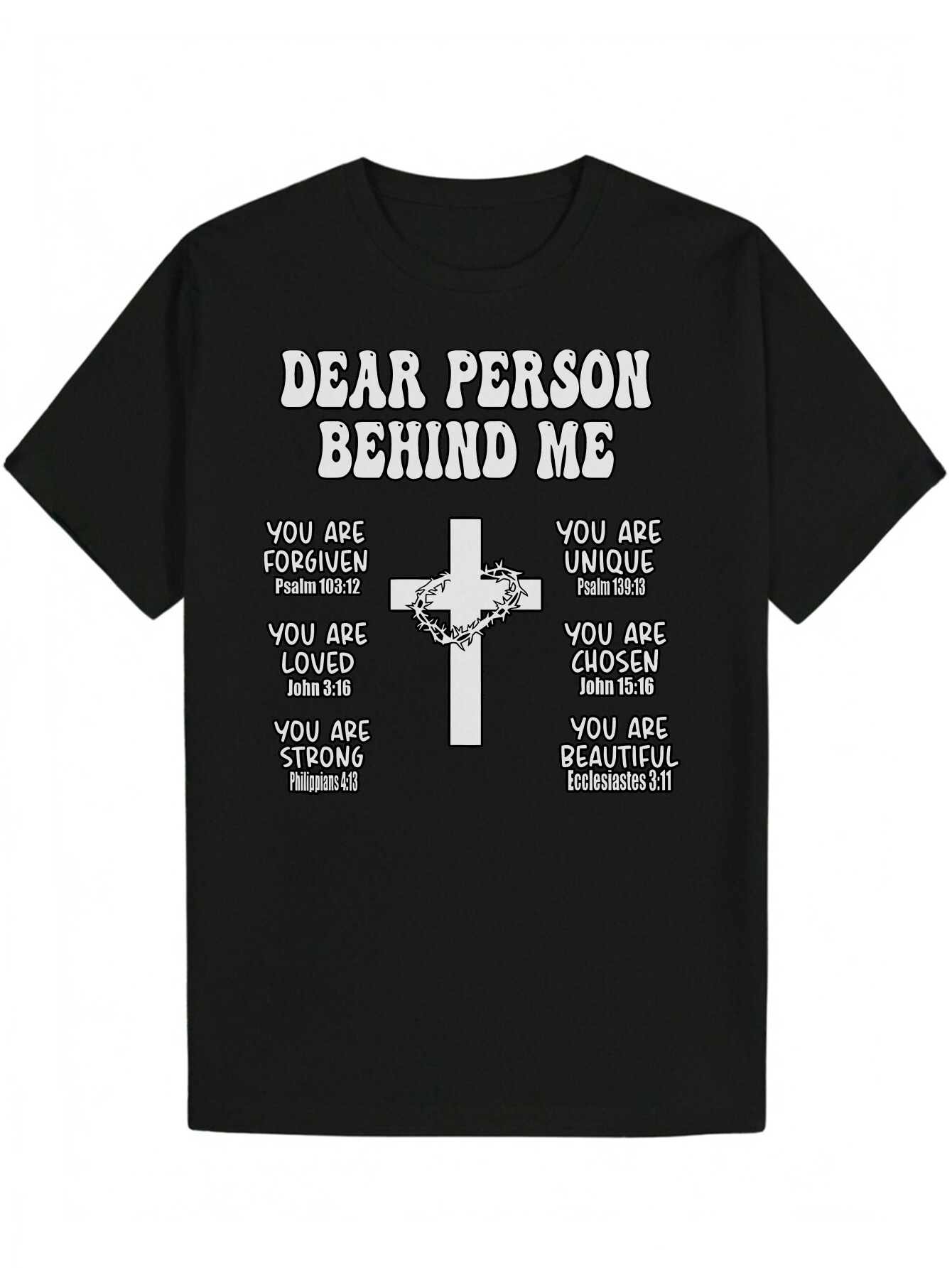 Men s Motivational Graphic T Shirt Casual Crew Neck Short Sleeve Polyester Fiber Featuring Dear Ones Behind Me Print and Cross Design Perfect for Summ
