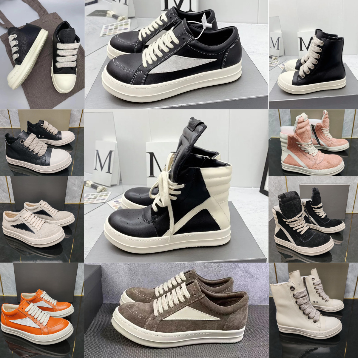 Designer Boots Genuine Leather Shoes Furry Canvas RO Boots Luxury Low Top Owenes DRKSHDW Vintage Mens Women Black White Red Pink High Top Horse Hair Suede Boots Y88