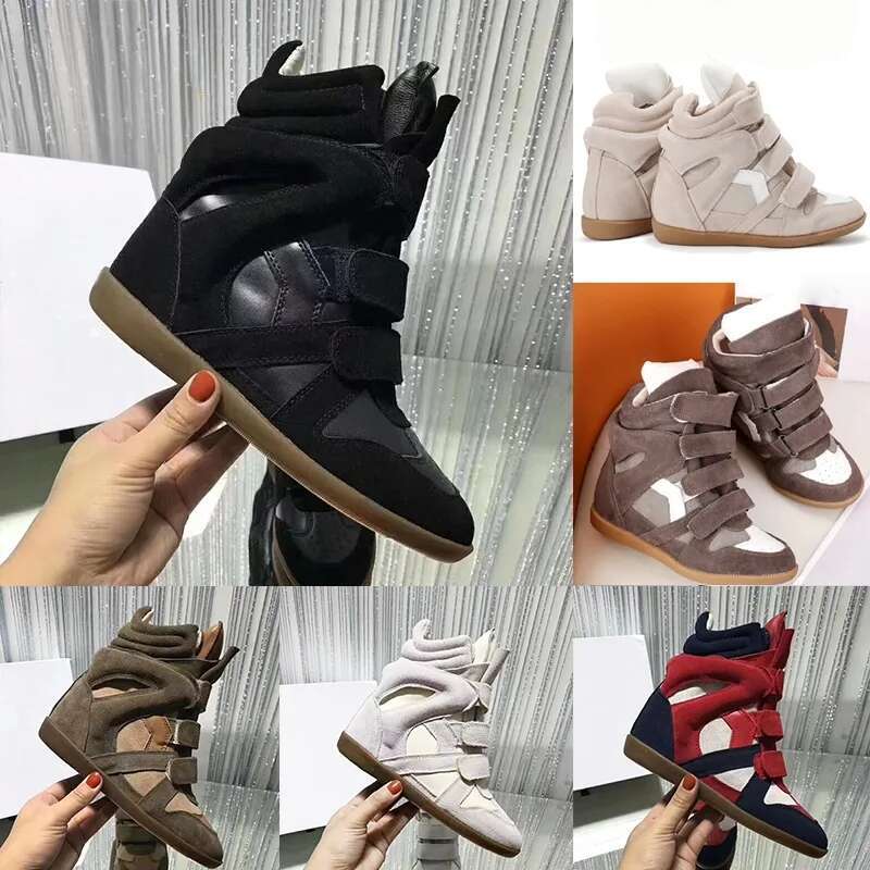 Designer boots women's genuine leather trimmed suede wedge sneakers fashion show new scheme pink color card black 6cm heel