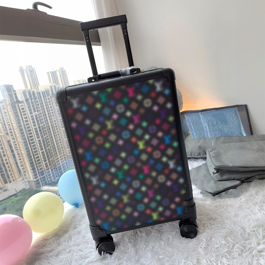 Suitcase Luxury Luggage With Wheels 20 inches Suitcases Trolley Case Travel Bag Boarding Case Password Genuine Leather Box Carry On Flower Letter Design