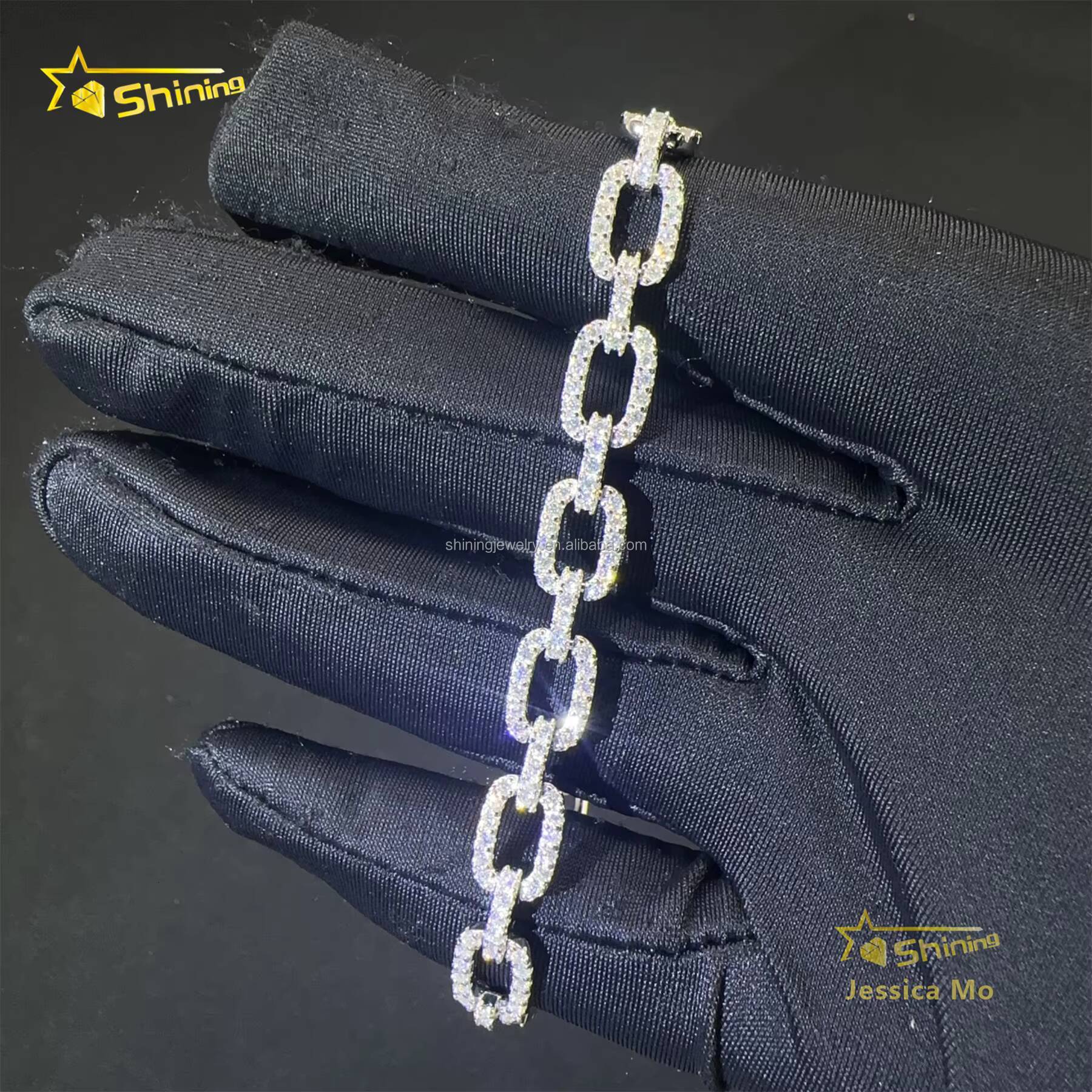 Bulk Stock New Arrivals S925 Solid Silver Hip Hop Jewelry VVS1 Moissanite Iced Out GRA Certificate Infinity France Bracelet Men