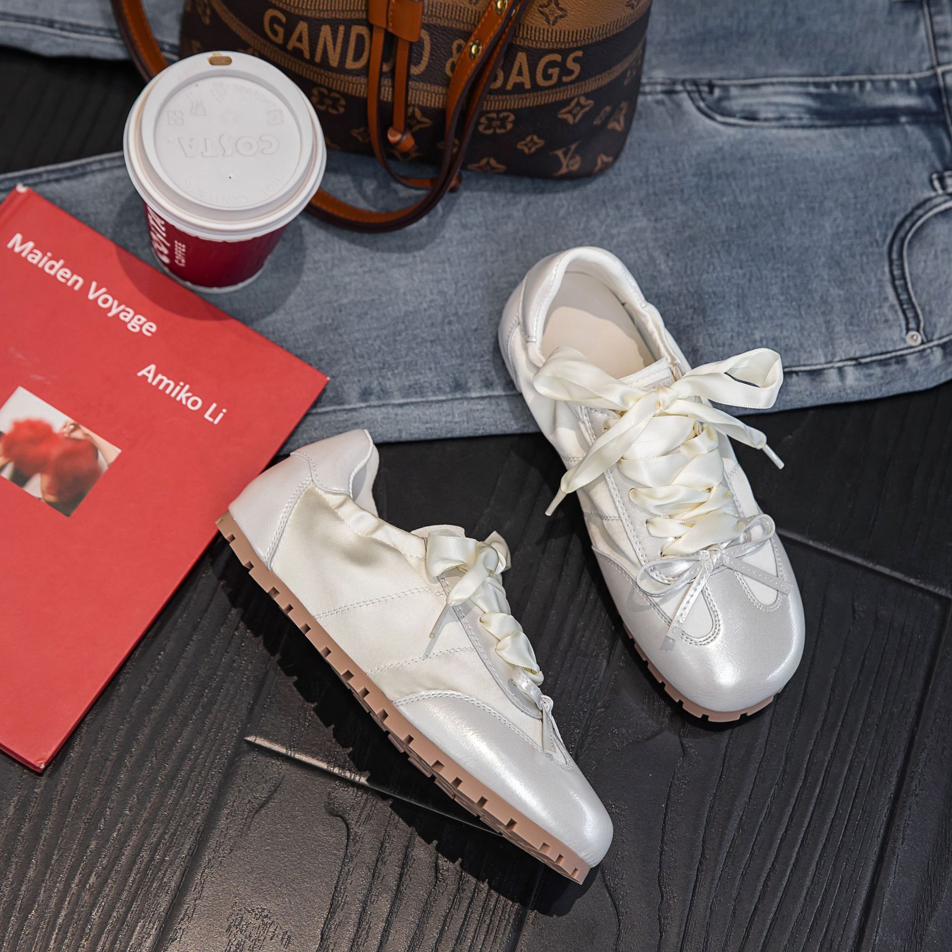 Women's Training 2025 Summer New Soft Sole Satin Flat Sports Casual Ballet Breathable Agan Shoes ddmythur