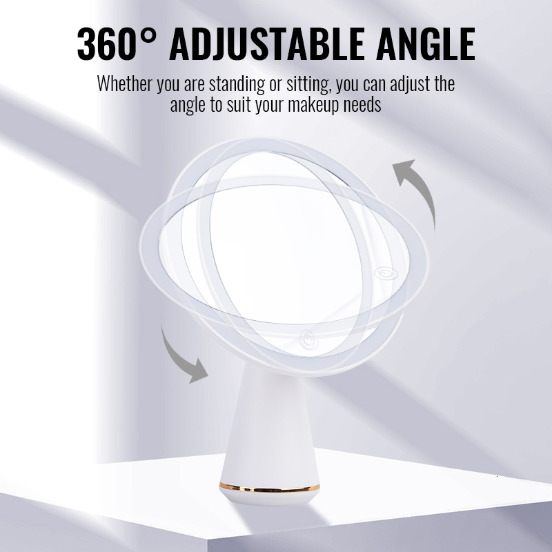 Dry Battery/USB Dual Purpose Double-Sided Mirror LED Makeup Mirror Portable Makeup Mirror Makeup Light With 10XMagnification