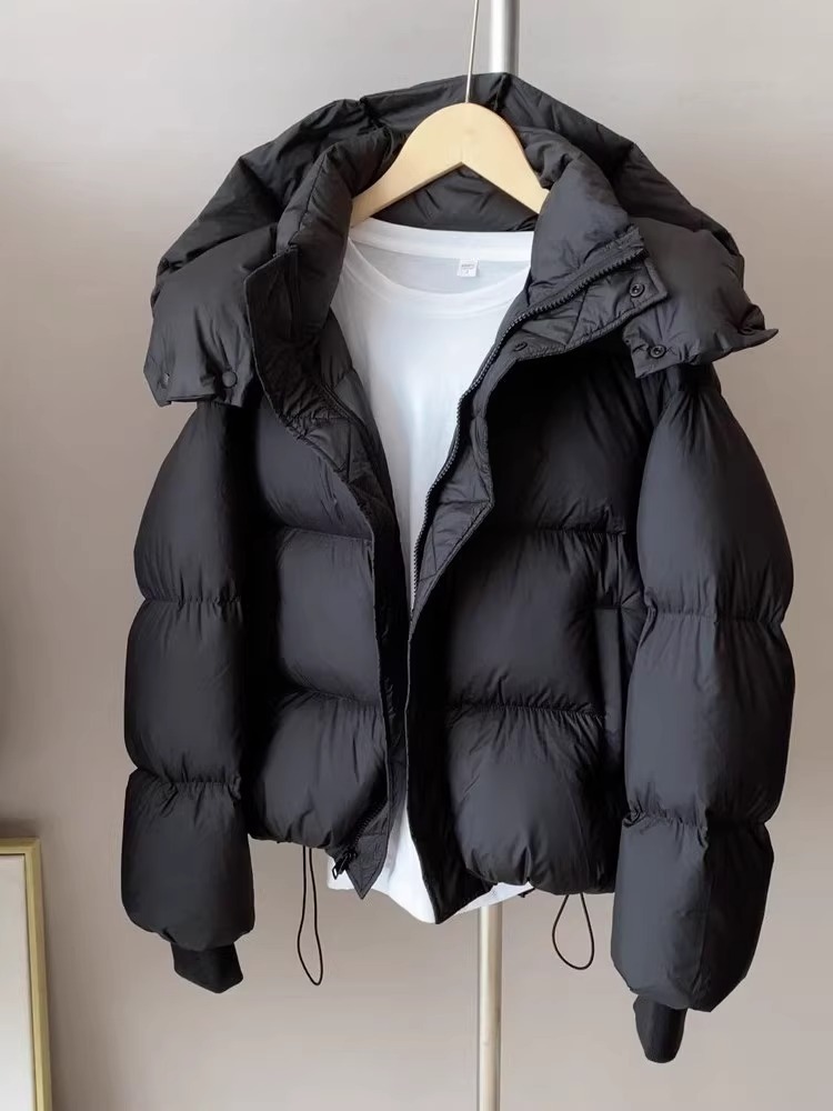 Women's 2025 Cropped Thermal Puffer Coat Winter Down Cotton Blend Jacket Korean Oversized Stylish Quilted Outerwear