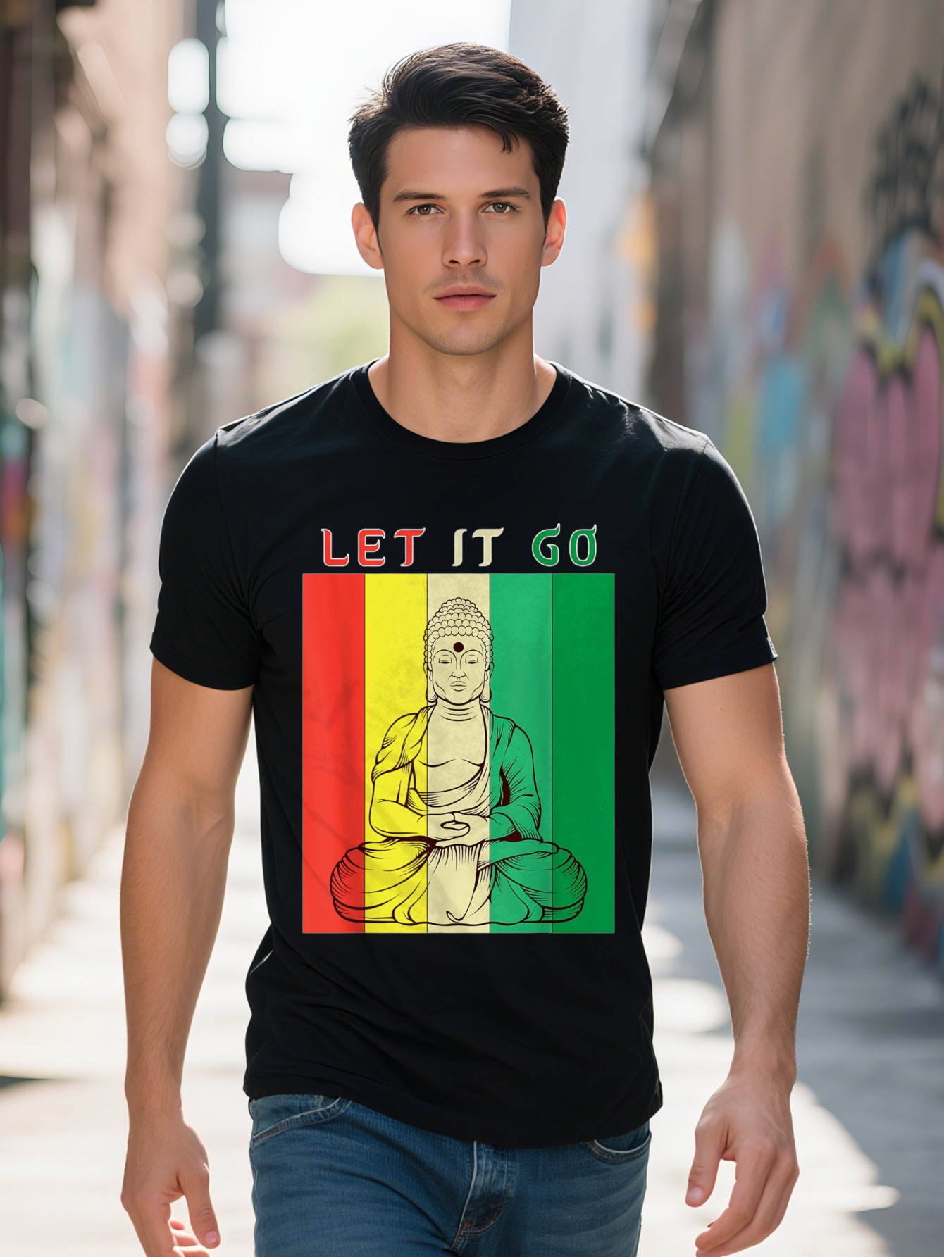 Men S g Cotton Let It Go Meditation Buddha Yoga Buddhist Gift T-shirt