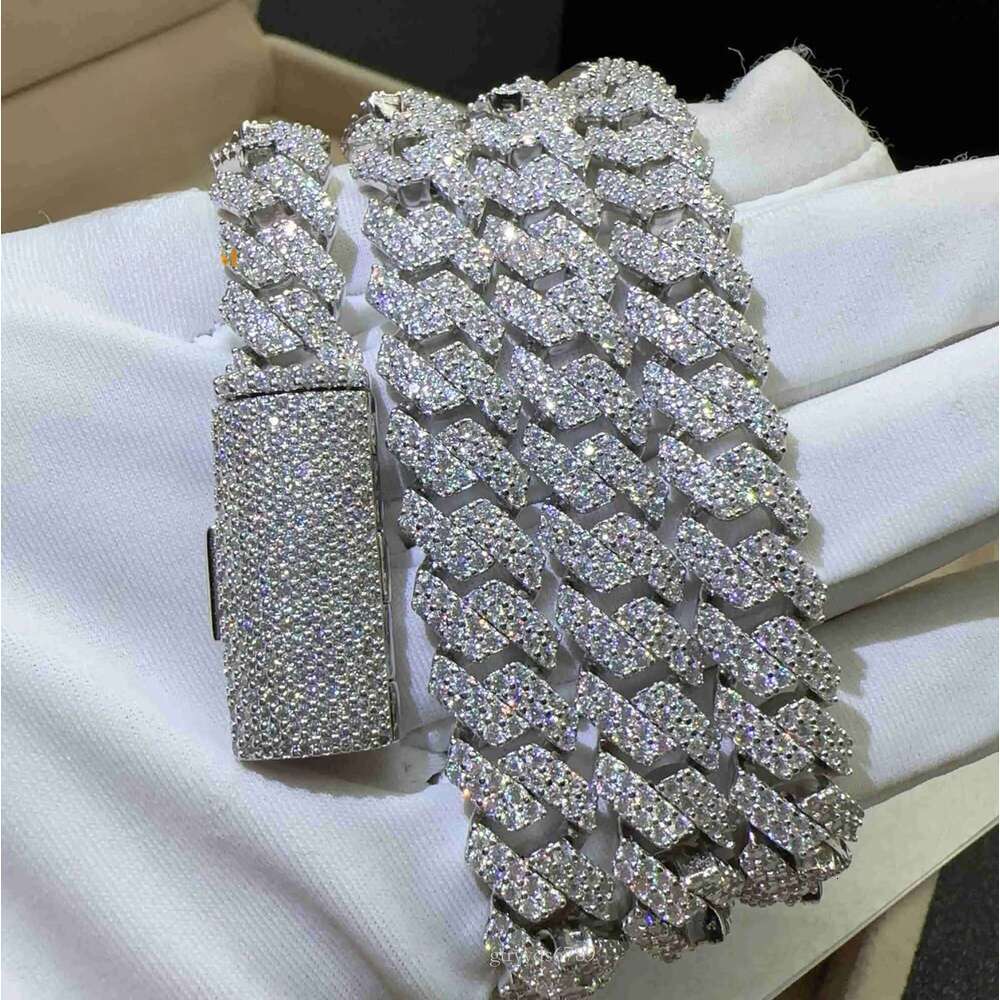 10mm Iced Out Miami Hip Hop Necklace Sterg Sier VVS Moissanite Cuban k Chain for men women