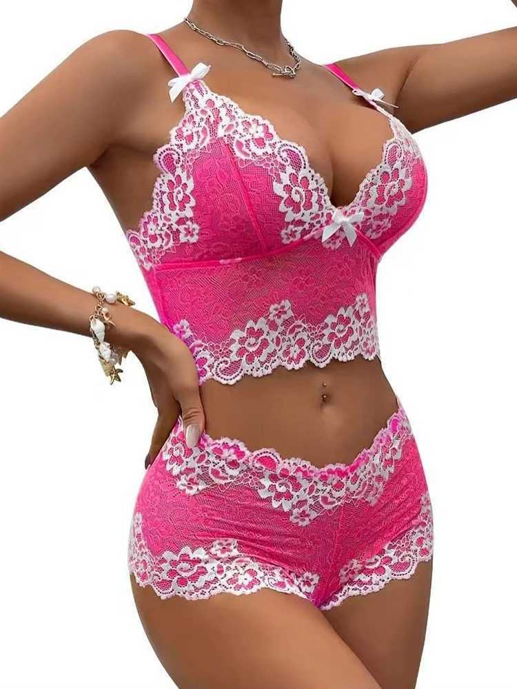 Sexy Sleepwear Women Lace Deep V-Neck Nightgown Split Hem Soft Lingerie Night Dress Sleeveless Female Clothes Bra And Briefs Set 250715
