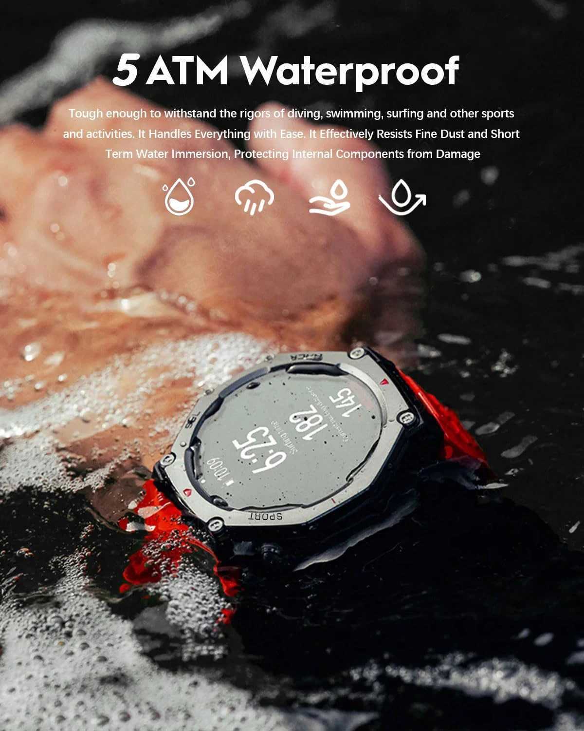 T-Rex 3 tra Built-in Dual-band GPS Smartwatch 5ATM Waterproof 48mm AMOLED Cpass 170+ Sport Durable Military Smart Watch 2025 Y250802
