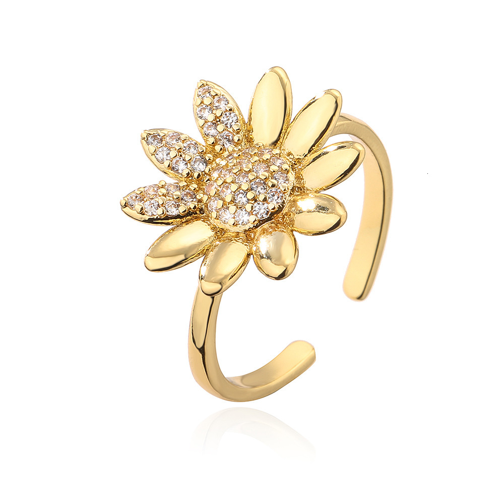 2025 European And American Crossover New Copper-plated 18K Gold Zircon Open Ring Designer Jewelry Wedding Ring Women's Instagram Niche High-end J