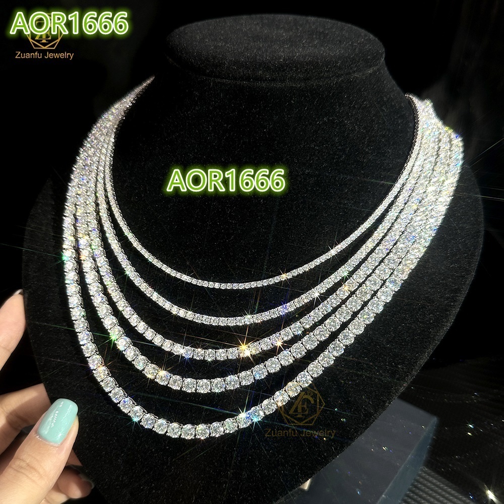 Luxury Style Design 3mm D Color VS1 Quality Round Shape 4 Claws LAB Created Diamond 14K Lab Grown Diamond Tennis Necklace