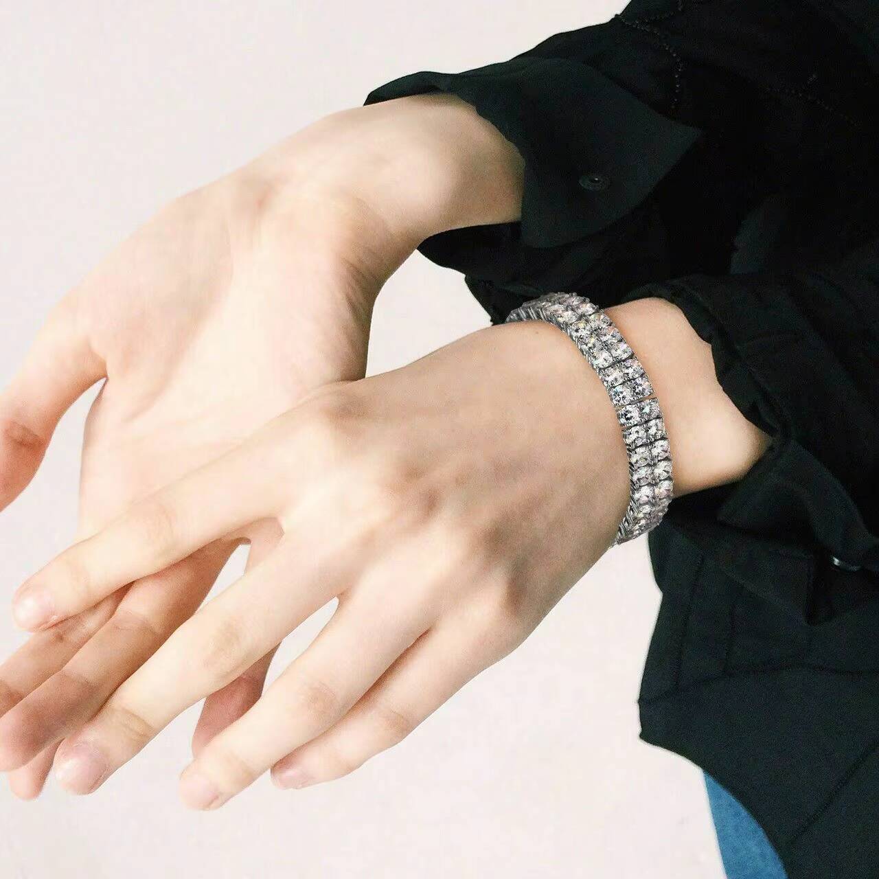 5mm 5A Cubic Zirconia Cz Iced Out Bling Sparking Women Double Row Tennis Bracelet