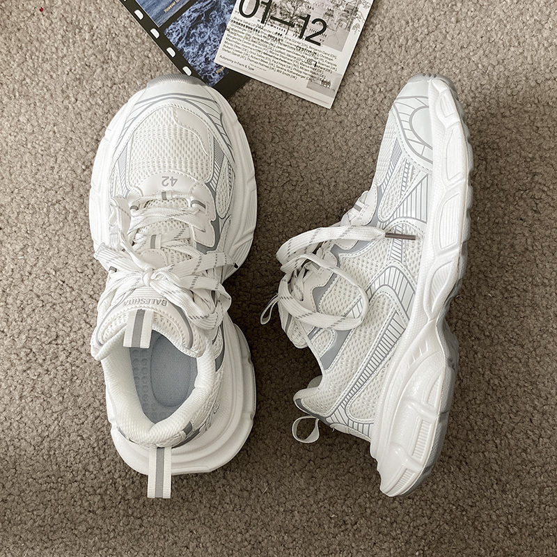 free shipping designer Spring silver thick-soled height-increasing sports shoes with exquisite patterns