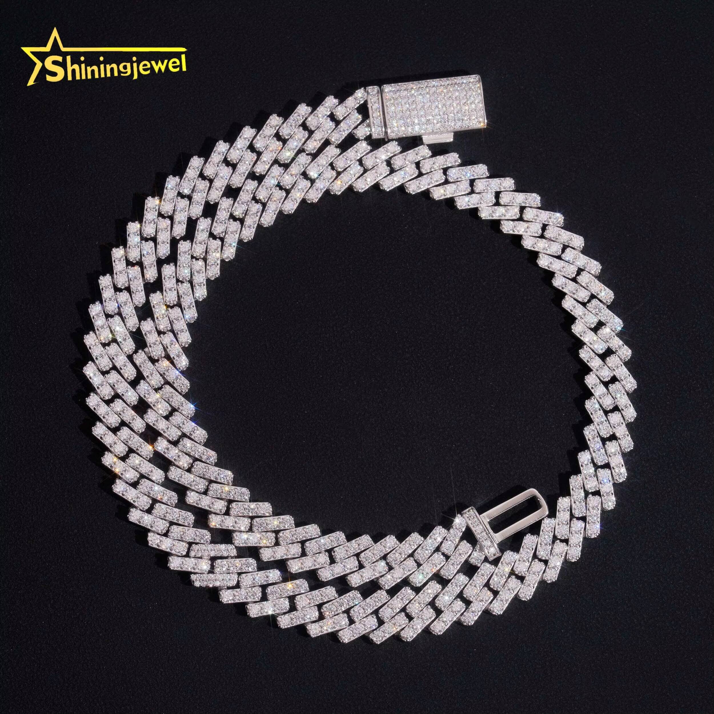 Hot Sale Mens 10mm Iced Out Cuban Link Chain 925 Sterling Silver Gold Plated Pass Diamond Test VVS Moissanite Cuban Necklace