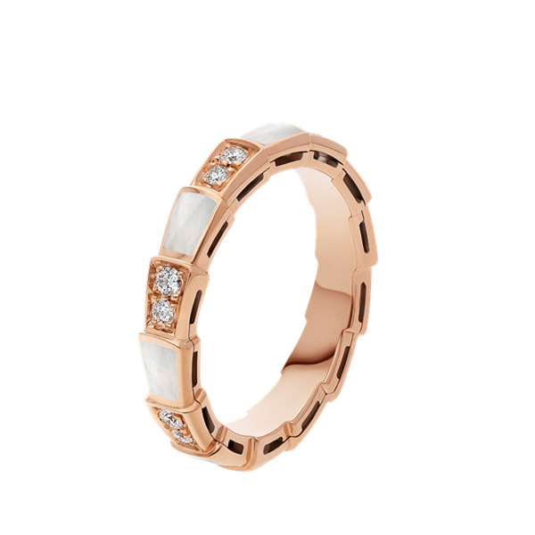 925 Silver Snake Bone Designer Jewelry Wedding Rings Snake Shape Ring Mother-of-pearl Diamond Full Diamond Light Luxury Rose Gold Couple Rings