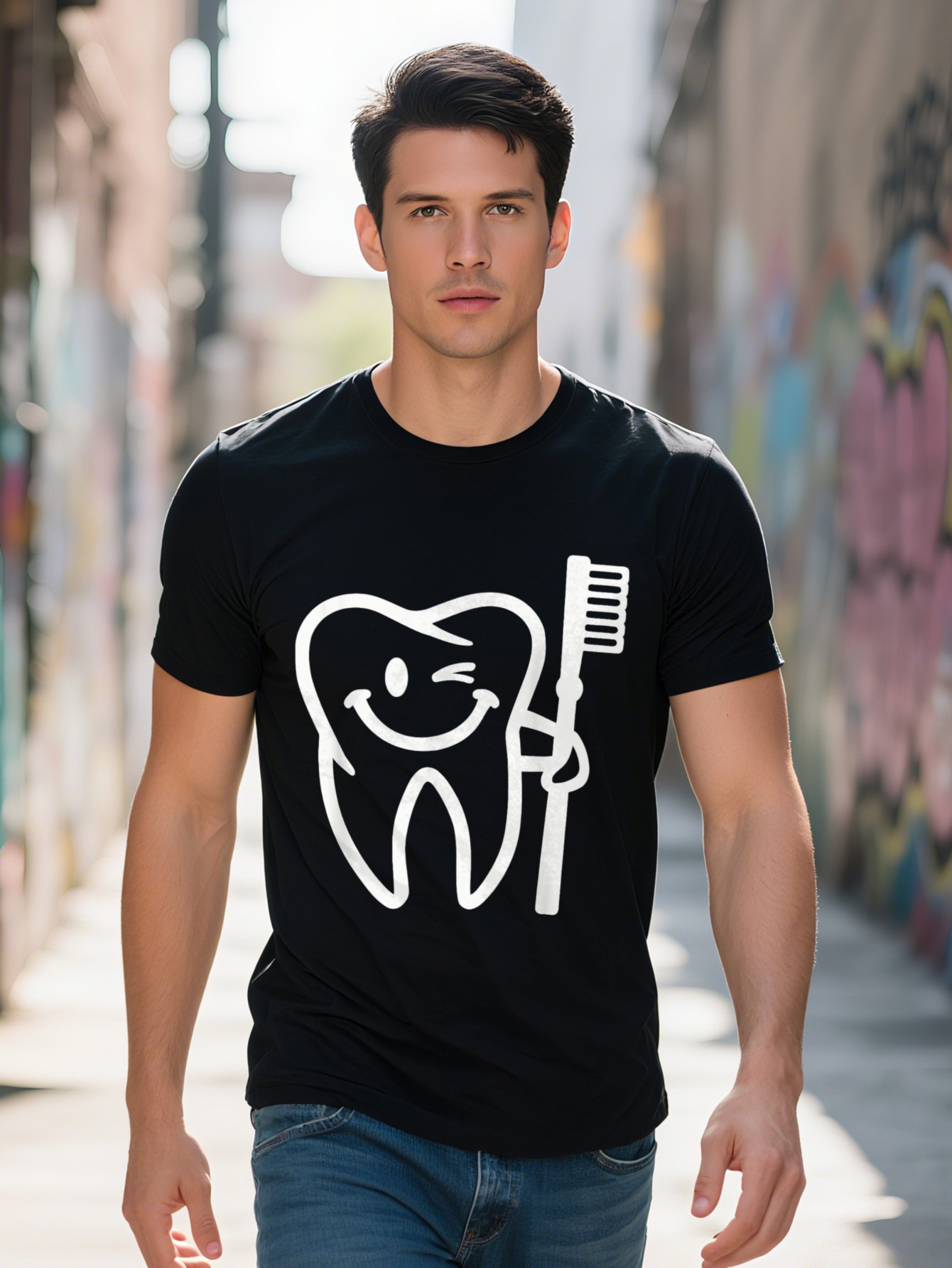 Smiling Tooth With Toothbrush T Shirt G