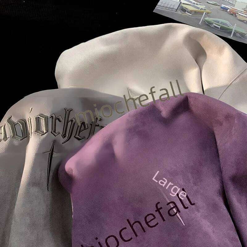 hoodie American Style Purple Coat Men Women Autumn Winter Round Neck Embroidered Couple Trendy All-match Top jacket