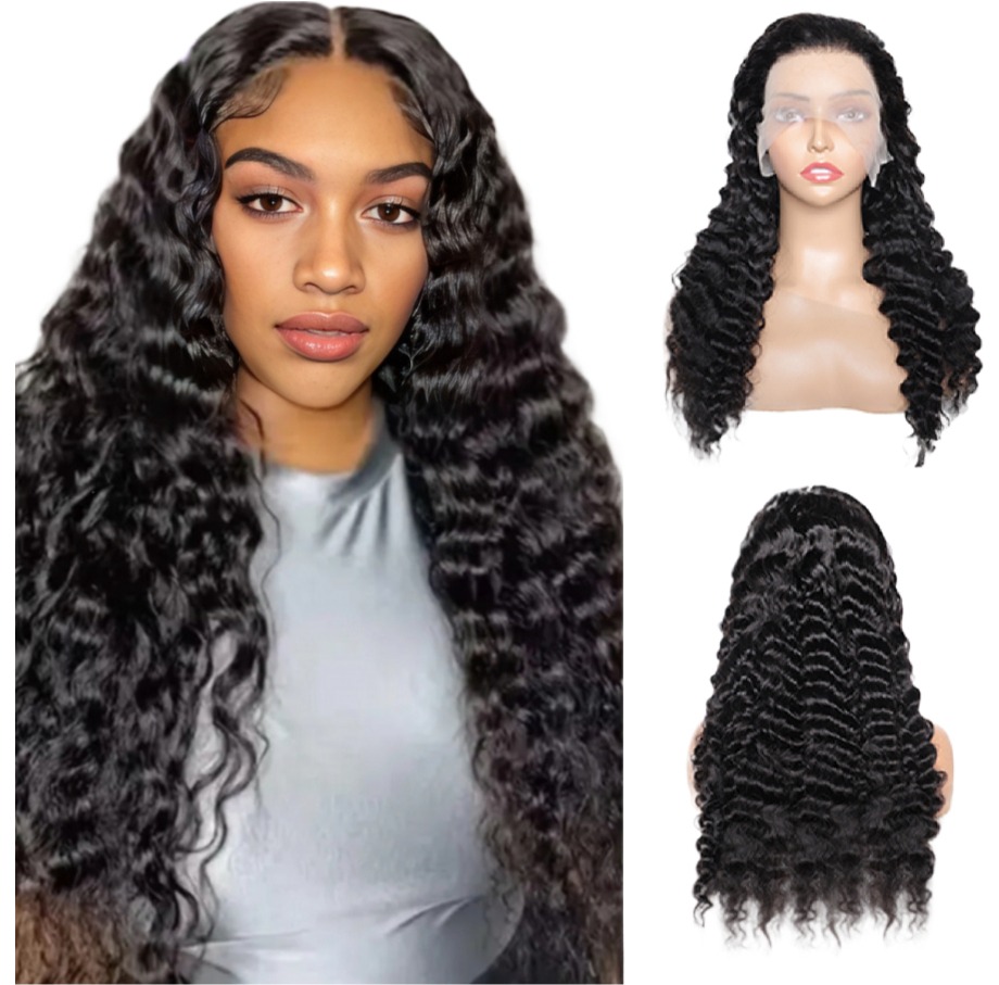 ViBESHiFT 16-34 inch Straight/Body/Deep/Water/ Kinku Curly/Kinky Straight Wigs Raw Human Hair 13*4 Transparent Lace Front Wigs Frontal wigs
