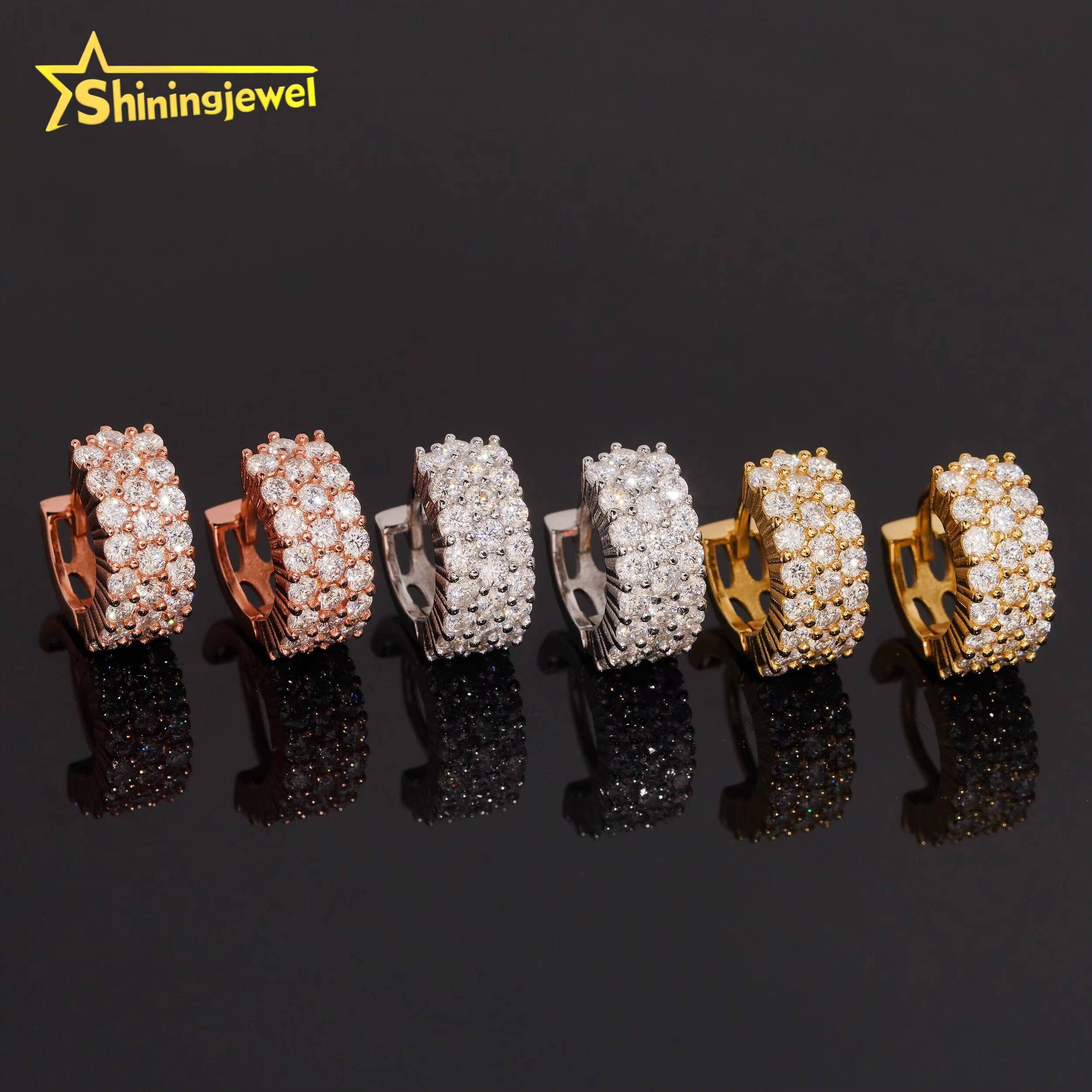 Iced Out Hoop Pass Diamond Tester Jewelry Moissanite Earrings Diamond Silver 925 VVS Moissanite Hoop Earrings for Women Men