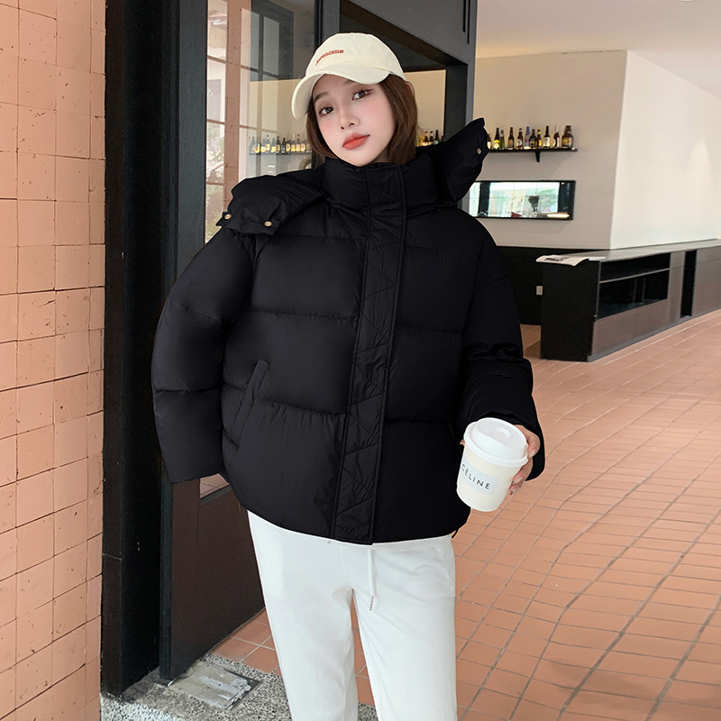 Women's 2025 Cropped Thermal Puffer Coat Winter Down Cotton Blend Jacket Korean Oversized Stylish Quilted Outerwear