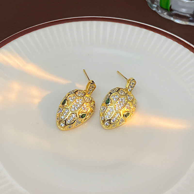 Luxury High-end Fashion Temperament Ear Studs Accessories Free Shipping Designer Luxury Jewelry Gold-plated Micro Inlaid Zircon Snake Head Women'
