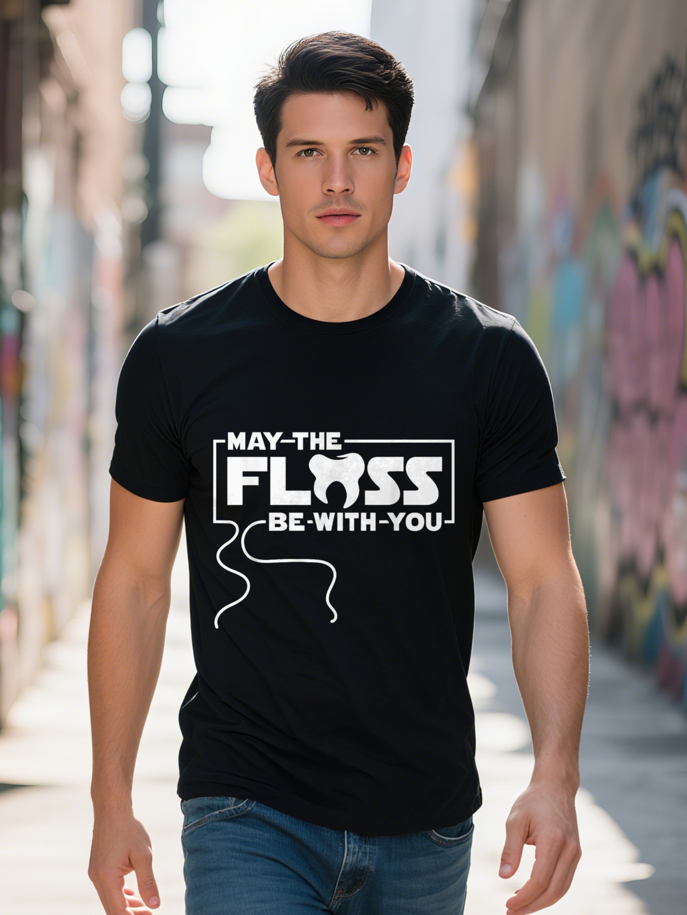 May Floss Be With You Dentist Dental T-Shirt - 220g