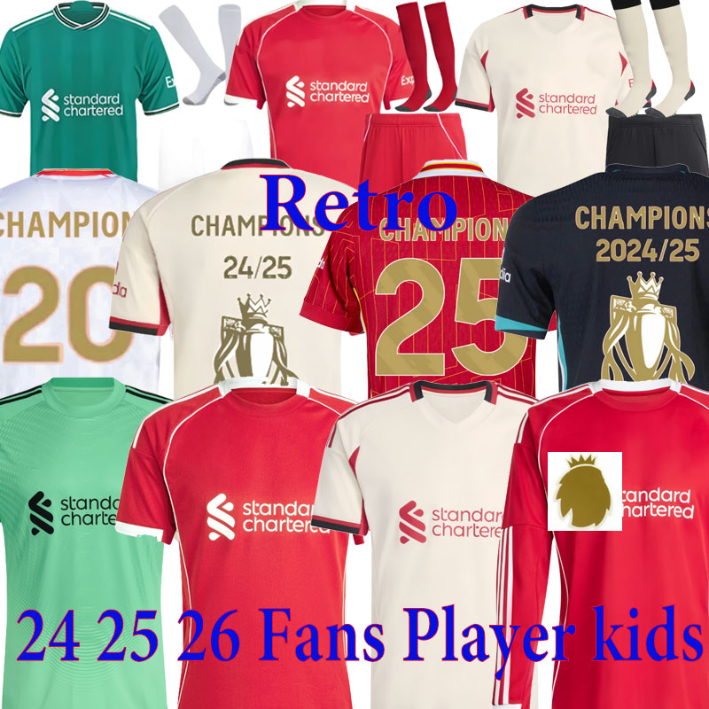 S-4XL 24 25 26 LiverpPudlian soccer jerseys MAC ALLISTER ALEXANDE R-ARNOL D LUIS DIAZ GAKPO 2026 DARWIN SZOBOSZLAI jersey fans player football shirt Mens Kids Kit sock 8