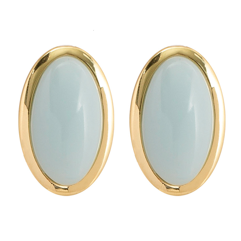 Korean Version Exquisite Fashion Geometric Oval Sugar Bean Earrings for Women High-end Elegant Versatile Hepburn Style Sier Needle Ear Jewelry