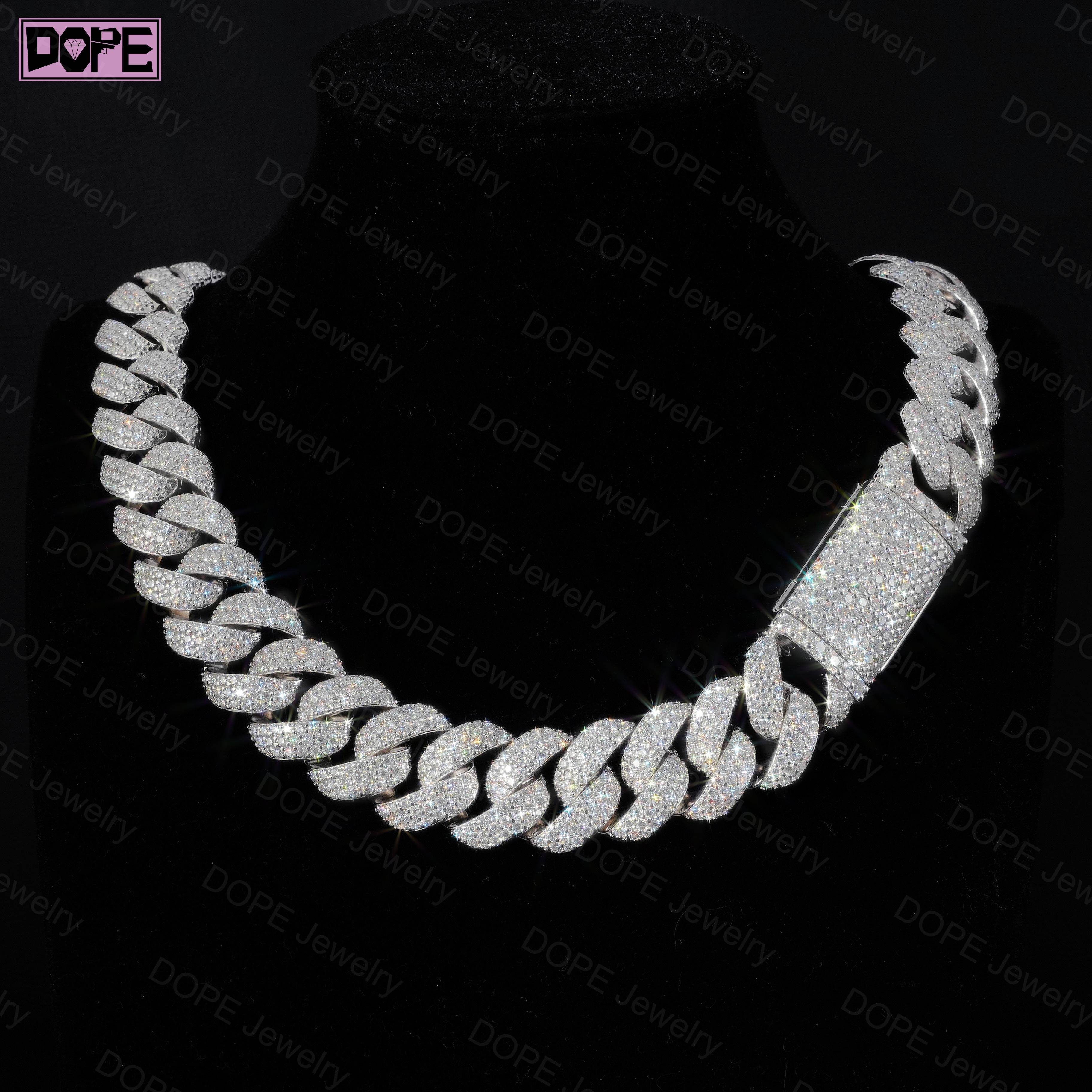 Ready to Ship Hip Hop 18mm Moissanite Chain Iced Out Jewelry 925 Silver VVS Diamond Moissanite Cuban Chain