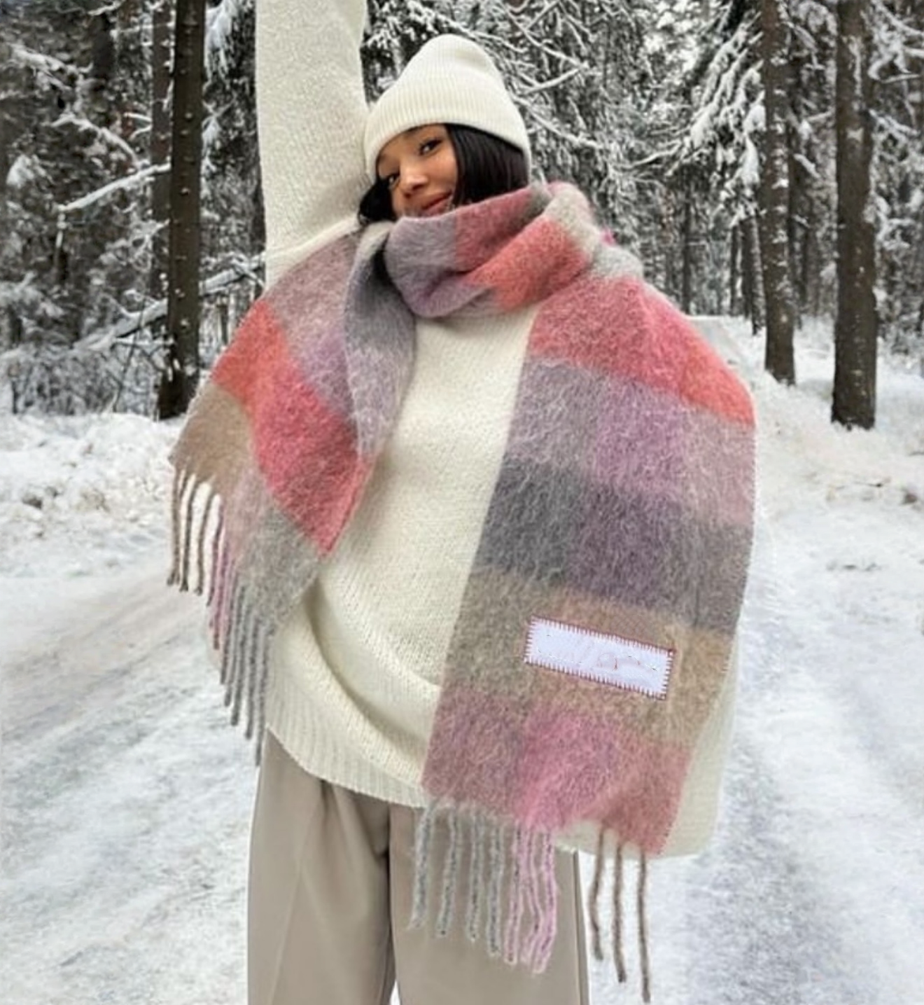Designer cashmere scarf women and men long Scarf thickened shawl fashion casual fashion classic printed Big Shawls Nordic Style Simple Tassel Colorblocking Shaw