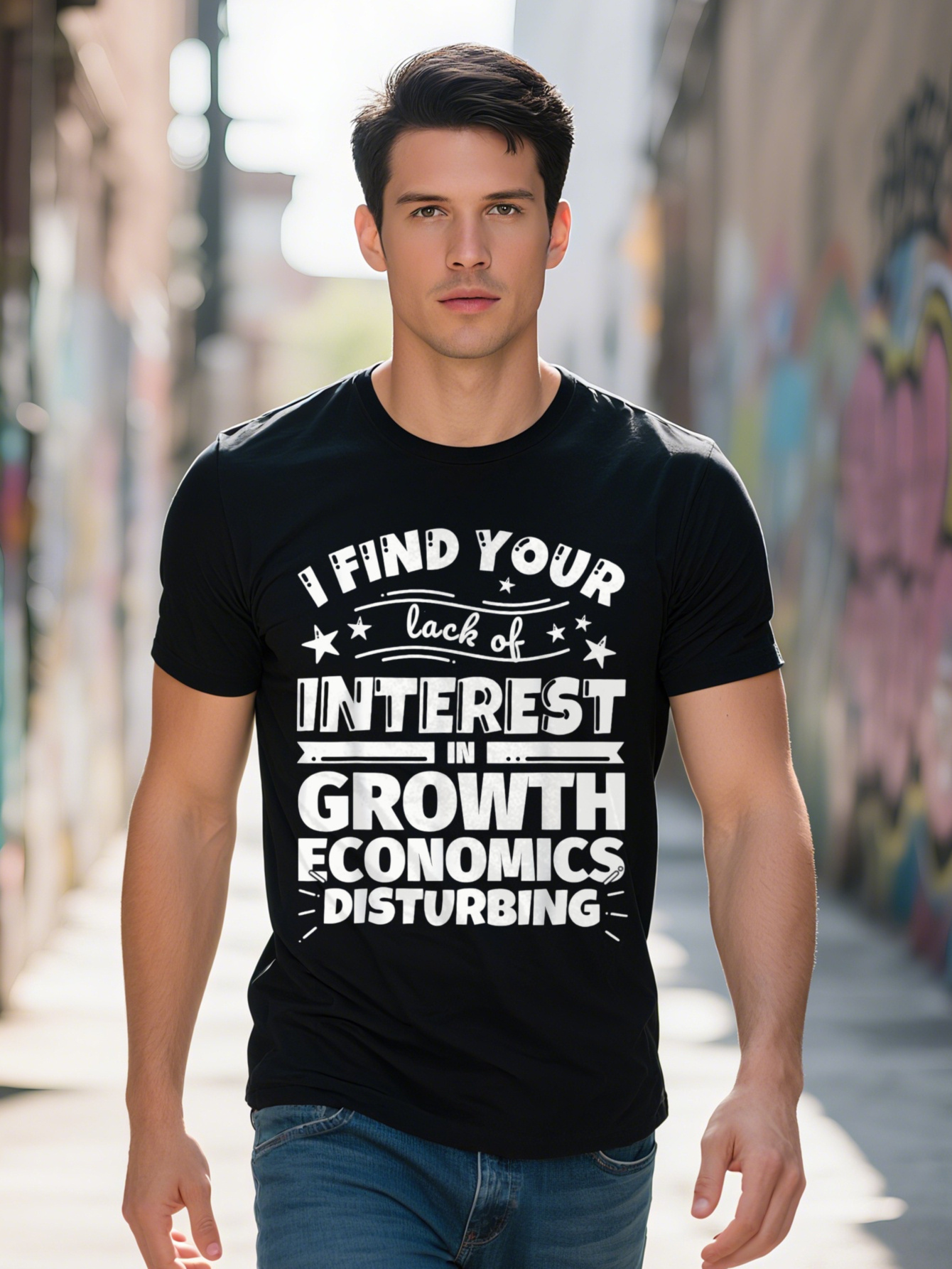 Men's 220g 100% Cotton - Funny I Found Out You're Not Interested in Growing the Economy Annoying Graphic T-Shirt Stars, Short Sleeve Round N