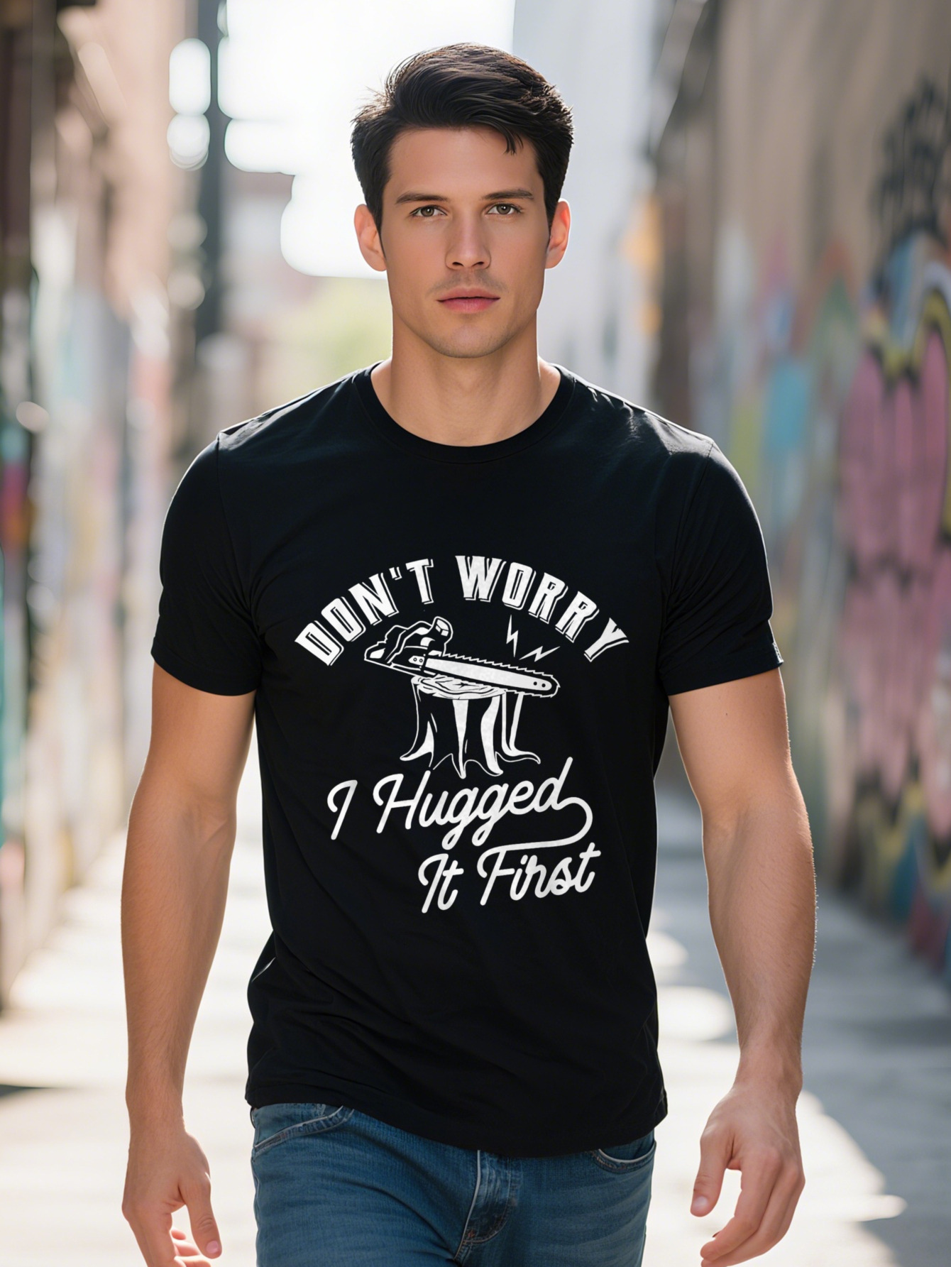 Men's Casual Crew Neck T-Shirt Cotton Lumberjack Chainsaw Graphic Tee Short Sleeve Regular Fit All Season