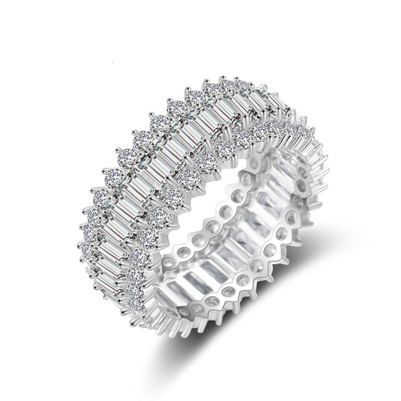 2025 New High-end Luxury Zircon All-diamond Flat Band Ring A Jewelry Wedding Ring Designed By A Niche Female Designer With A High-end Design