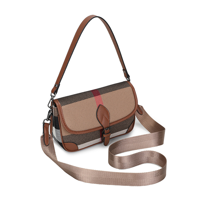 2025 new High - end Checkered Women's Bag a fashionable and versatile underarm bag with a wide shoulder strap It can be carried as a single - sho