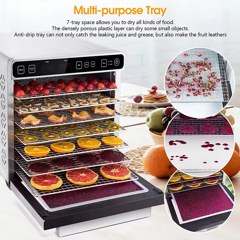 large dehydrator 650W 7 trays up to 75 degree dehydrator for vegetable and fruit food dehydrator temperature control dryer meat small kitchen applianc