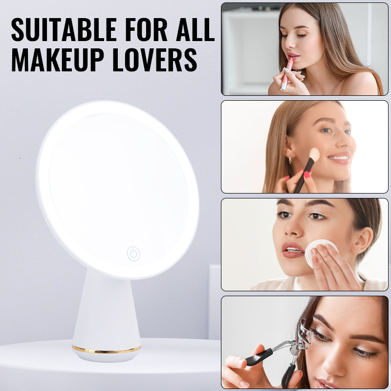 Dry Battery/USB Dual Purpose Double-Sided Mirror LED Makeup Mirror Portable Makeup Mirror Makeup Light With 10XMagnification
