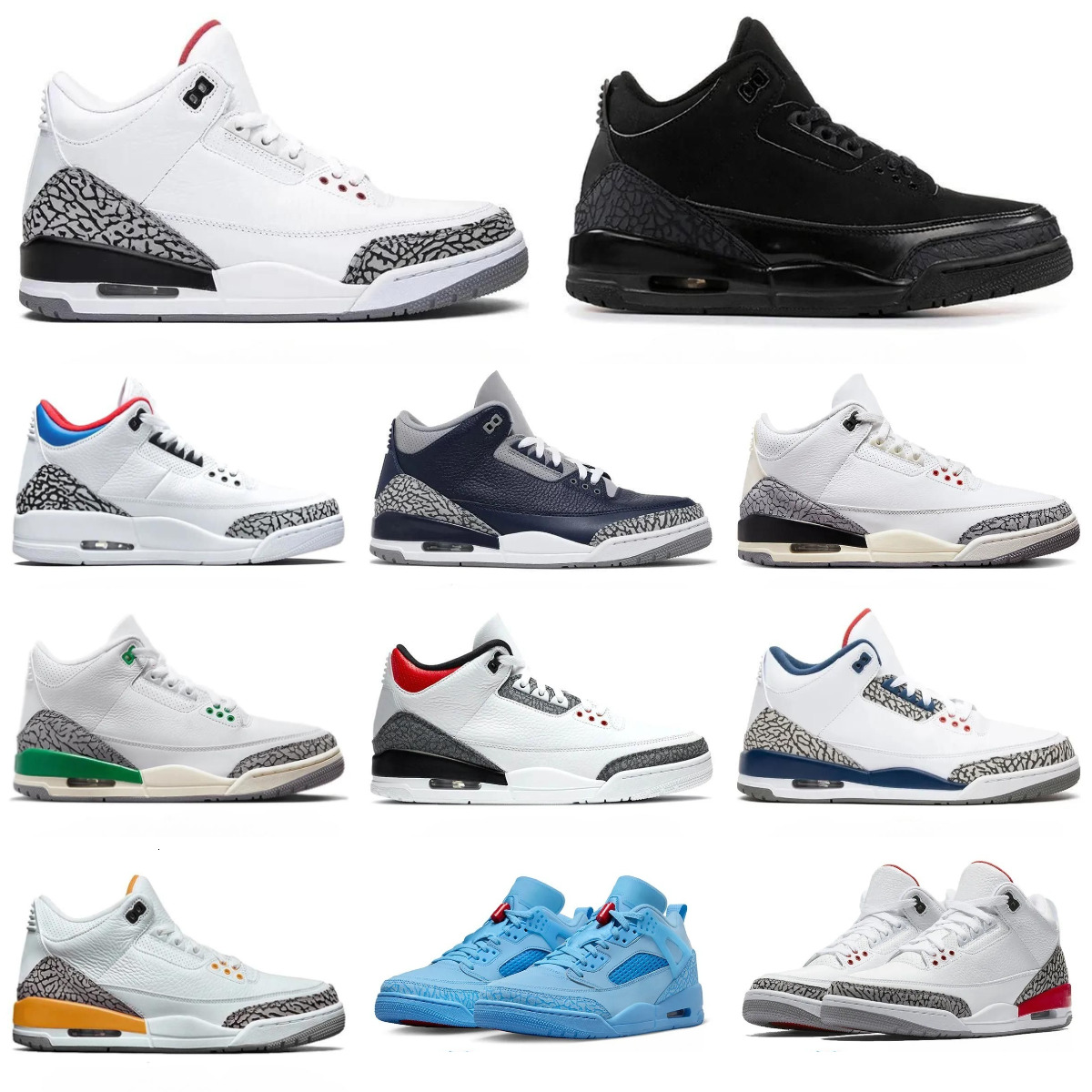Trainers Men 3 J3 Basketball Shoes Jump Mans 3s Black Cat White Cement Wizards Fire Red FREE THROW LINE Outdoor Sports Lucky Green Desert Elephant Cardinal Sneakers