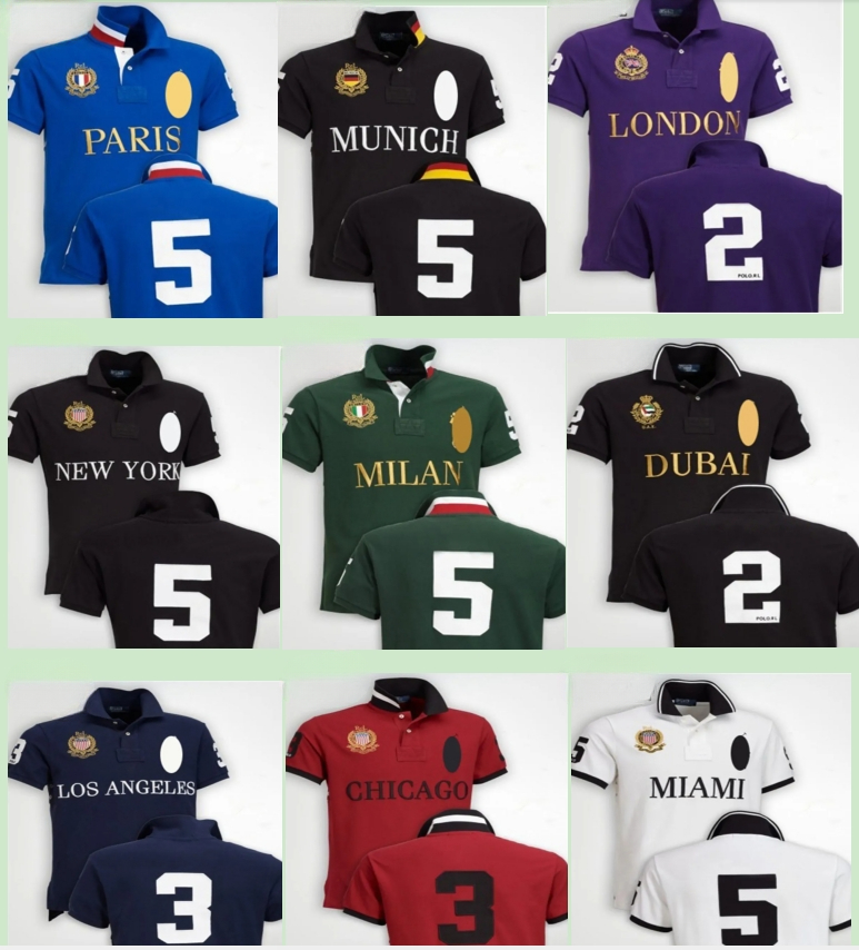 2026 Polo Hemd Miami City Brand T-shirts Short-sleeved Polo Shirts CHICAGO City Men Short Sleeve Sport Men Polo Shirt Embroidery Breathable Short Sleeved Us S-5XL