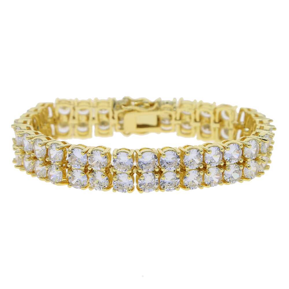 Iced Out Bling Hip Hop Women Men Jewelry 10mm 5A Cz Double Row Tennis Chain Bracelet