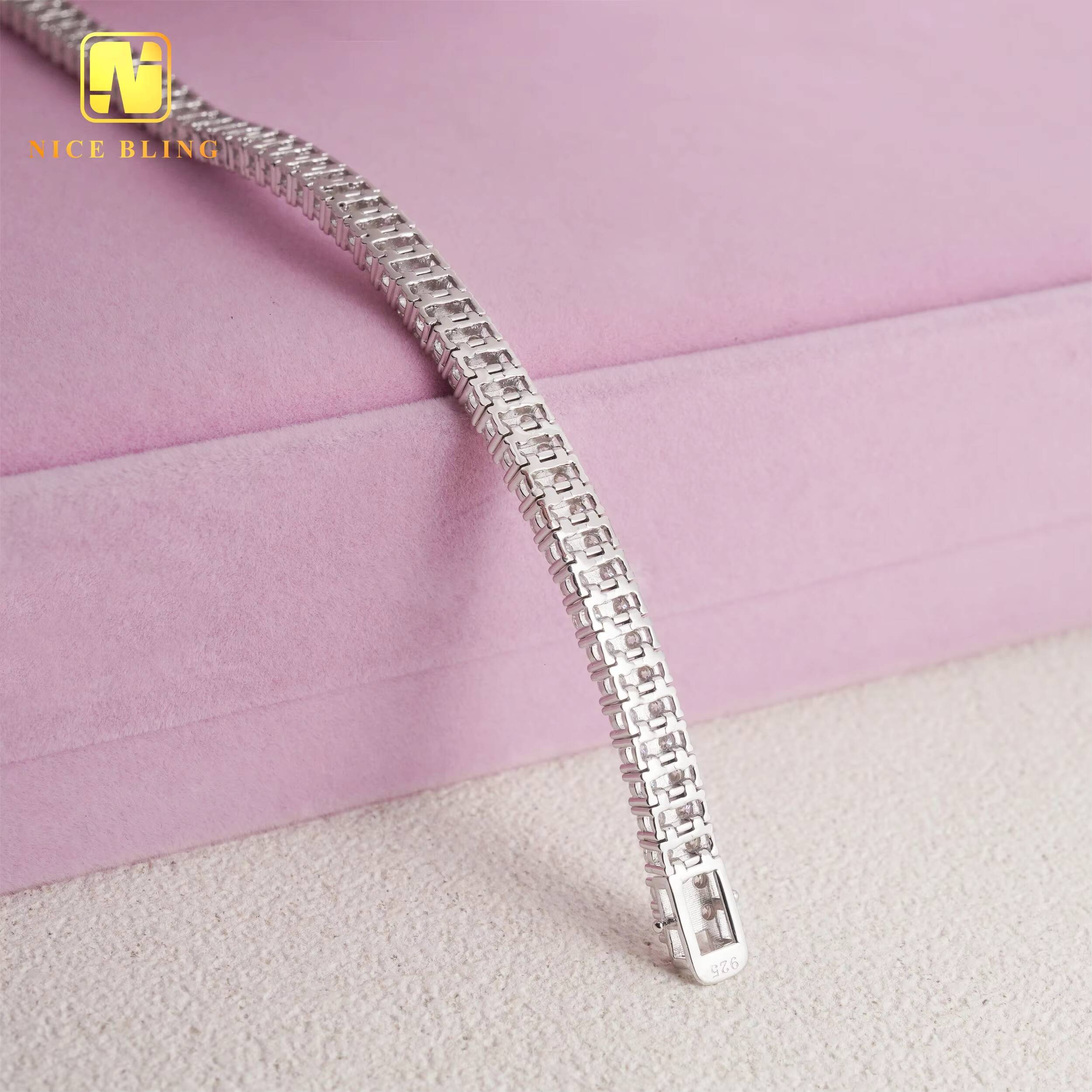 Fashion Jewelry Bracelets 925 Silver Hip Hop Tennis Bracelet Men Women Double Layer 3MM VVS Moissanite Diamond Tennis Bracelets