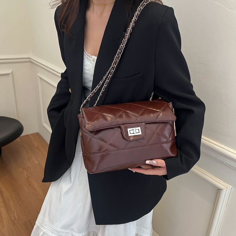 High-End Quilted Chain for Women 2025 New Large Capacity Commuter Tote Hobo Single Shoulder Crossbody Bag ddmymoon